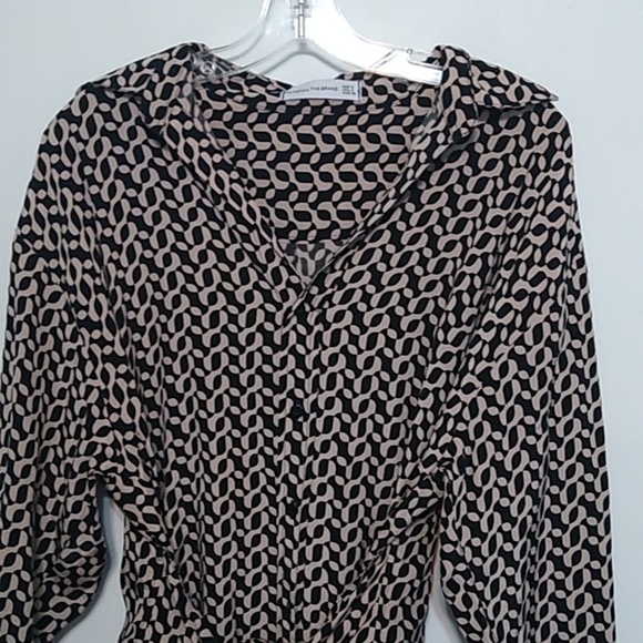 Faithfull the Brand Black and Tan Geometric Dress - Size 2 - Picture 3 of 9